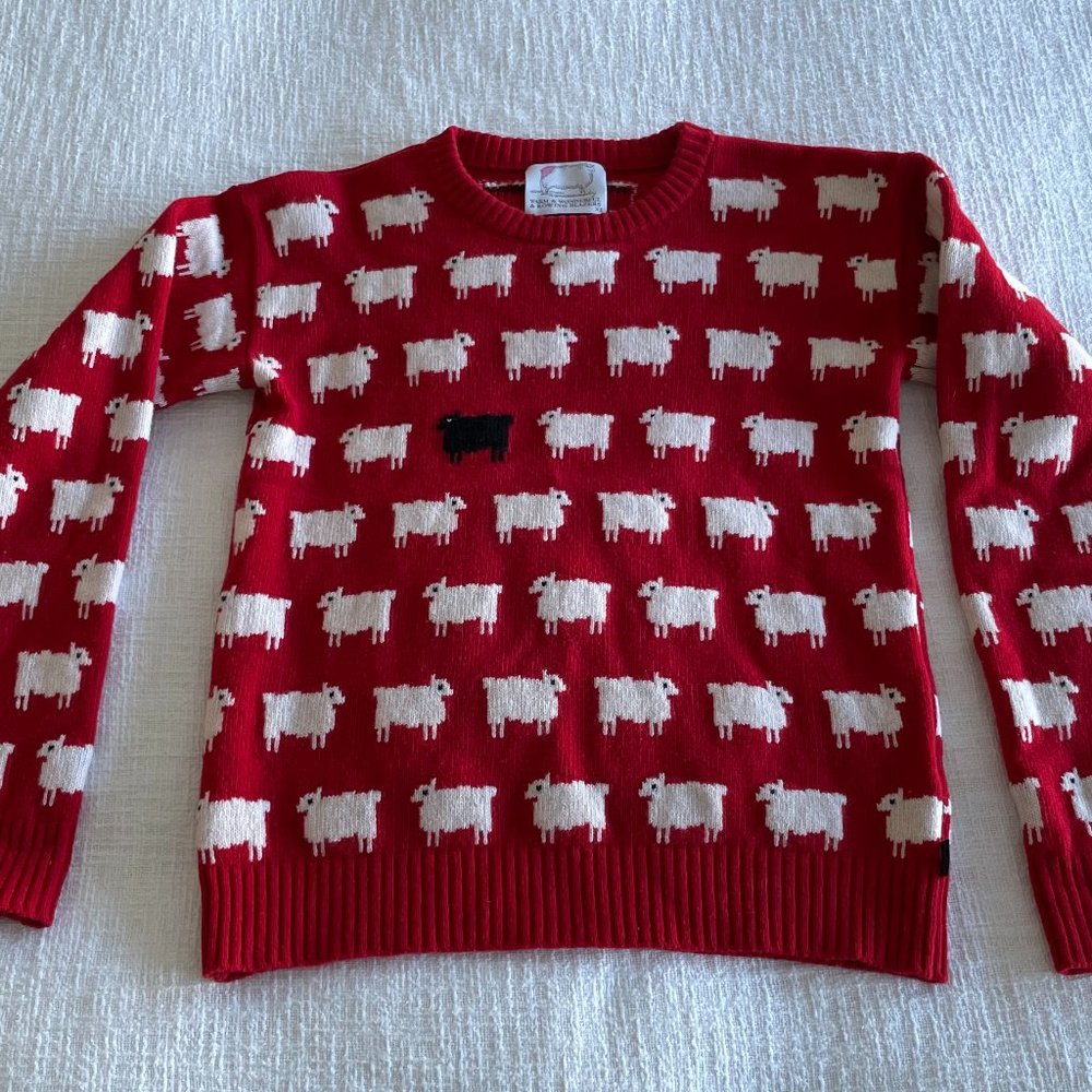 Warm & Wonderful Princess Diana Black Sheep Wool Sweater size XS in Red